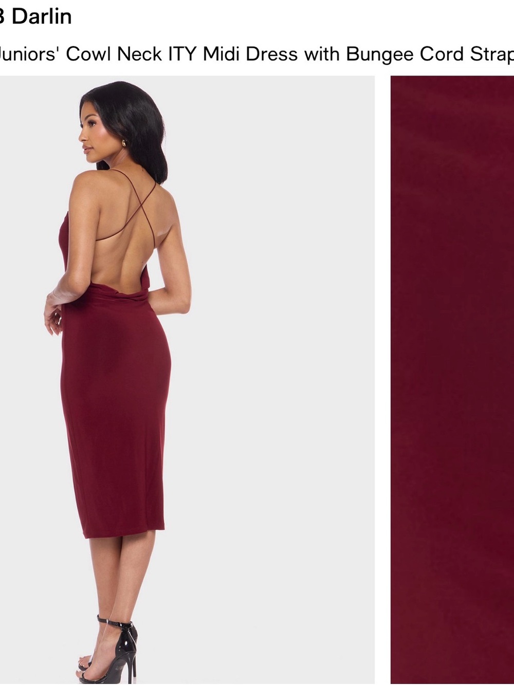 Darling Burgundy Cowl Neck Midi Dress with Bungee Cord Straps